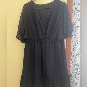 Black Textured Homecoming Dress